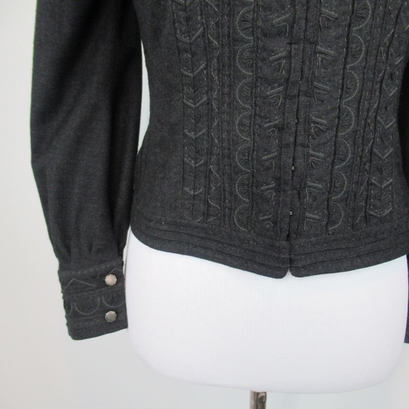 ELIE TAHARI Vintage Black Wool Victorian Style Embroidered Jacket Women’s Size 8 - Picture 4 of 12